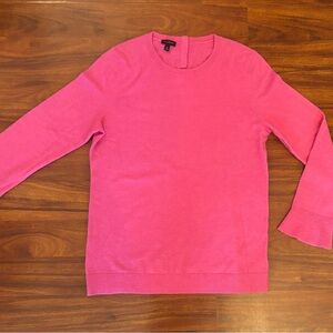 Talbots Pink Nylon/Lambswool Crewneck Bell Sleeve & Button Back Detail L